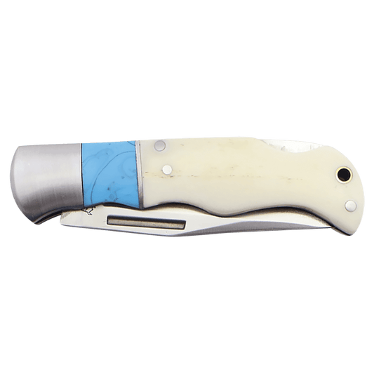 Bison River 3.5" Blue/Bone Folding Knife