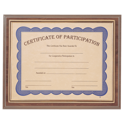 High Gloss Finish Slide-In Plaque with 8.5" x 11" Frame
