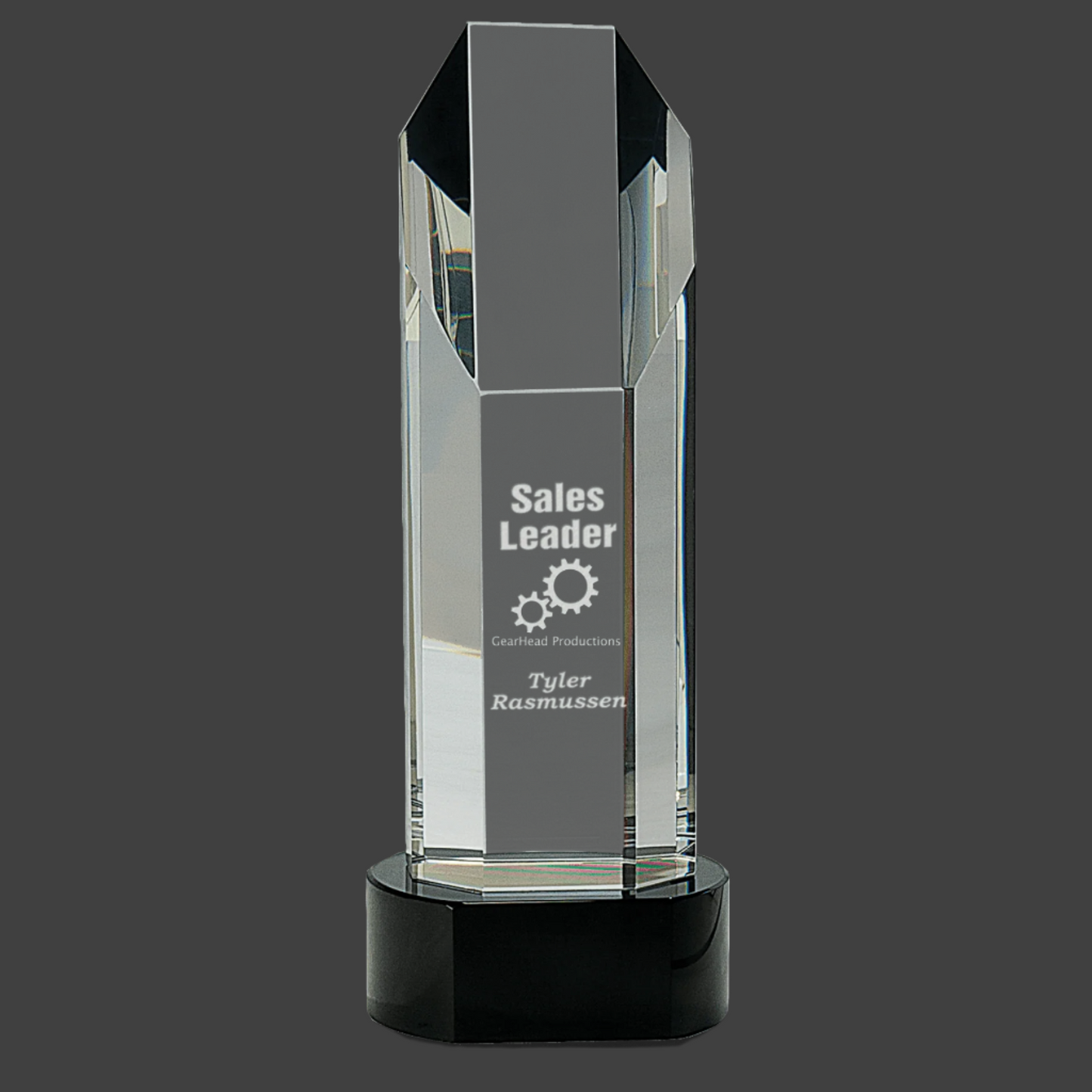 Octagon Slant-Top Crystal On Black Pedestal Base