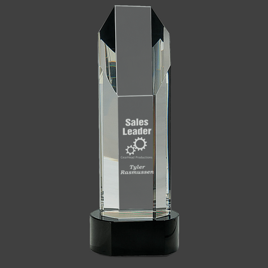 Octagon Slant-Top Crystal On Black Pedestal Base