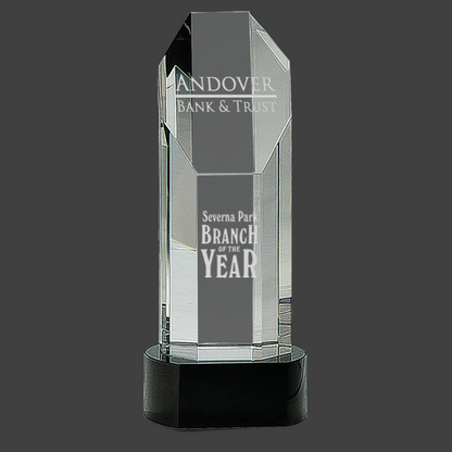 Octagon Slant-Top Crystal On Black Pedestal Base