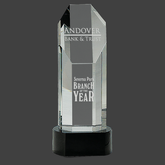 Octagon Slant-Top Crystal On Black Pedestal Base