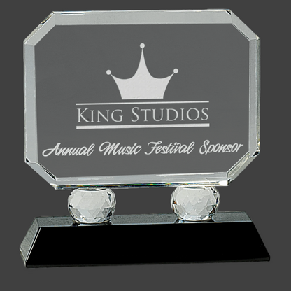 Rectangle Crystal On Black Pedestal Base