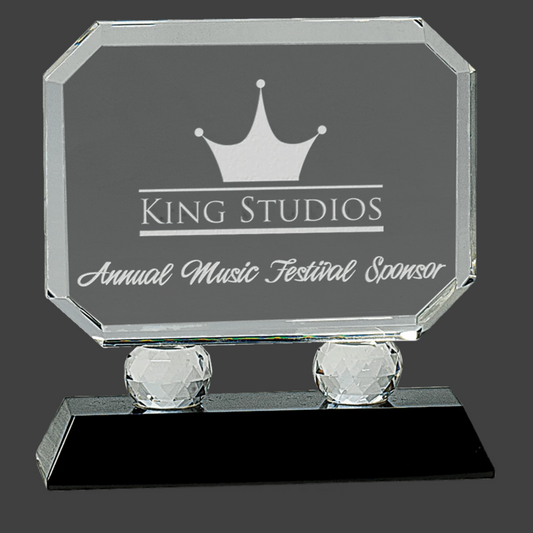 Rectangle Crystal On Black Pedestal Base