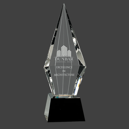 Obelisk Facet Crystal On Black Pedestal Base