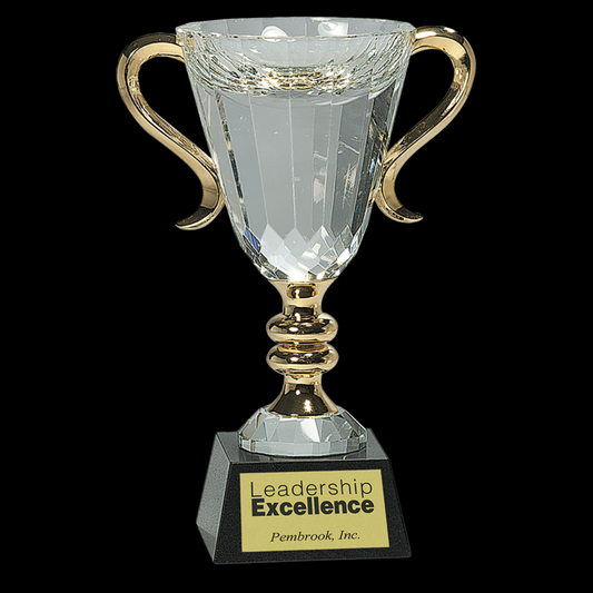 Crystal Cup with Gold Handles and Stem