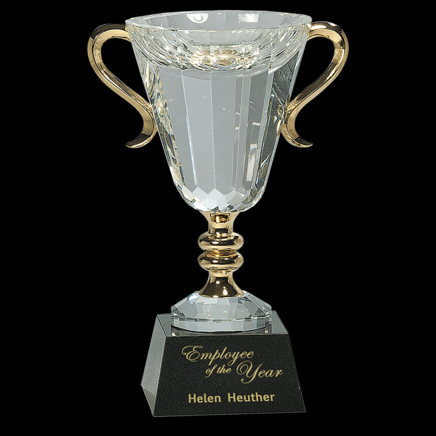 Crystal Cup with Gold Handles and Stem