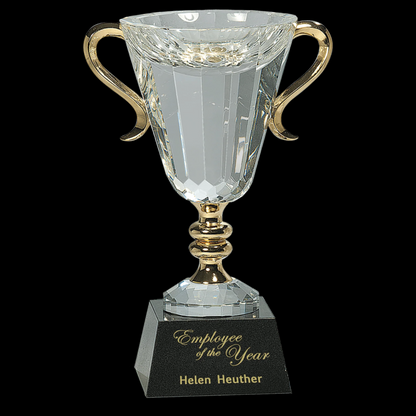 Crystal Cup with Gold Handles and Stem