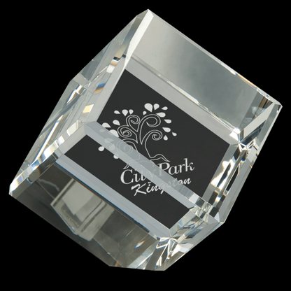 Crystal Cube Corner Standing With Bevel Edge