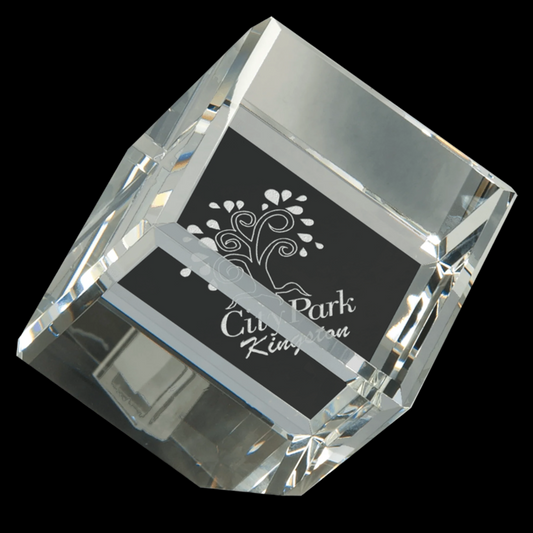 Crystal Cube Corner Standing With Bevel Edge