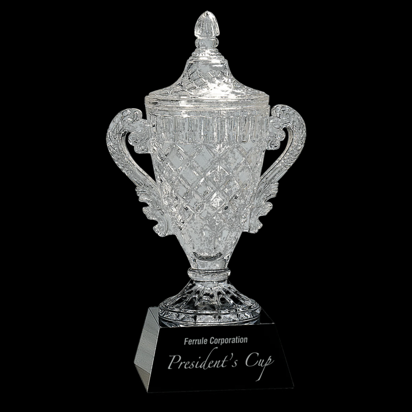 Ornate Crystal Cup On Black Pedestal Base