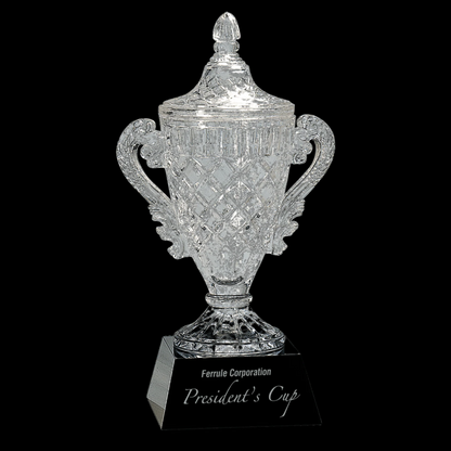 Ornate Crystal Cup On Black Pedestal Base