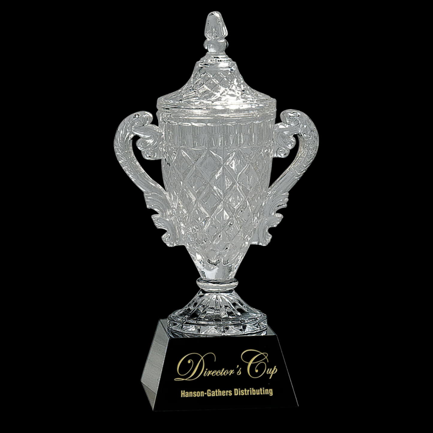 Ornate Crystal Cup On Black Pedestal Base