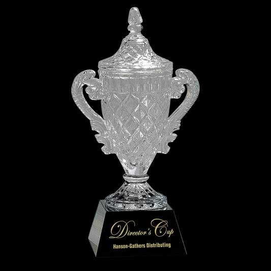 Ornate Crystal Cup On Black Pedestal Base