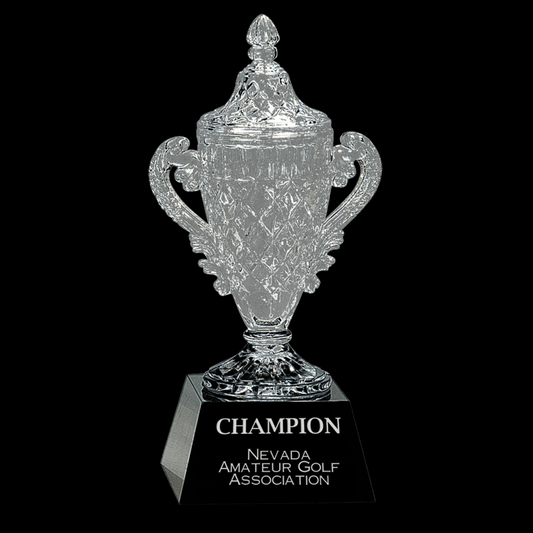 Ornate Crystal Cup On Black Pedestal Base