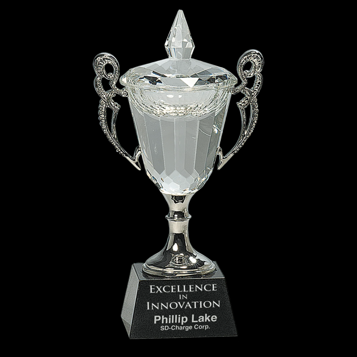 Crystal Cup with Silver Handles and Stem