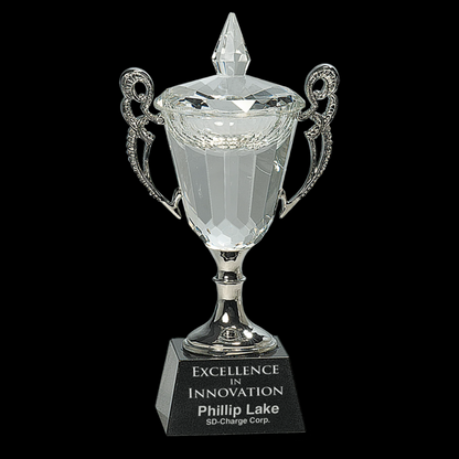Crystal Cup with Silver Handles and Stem