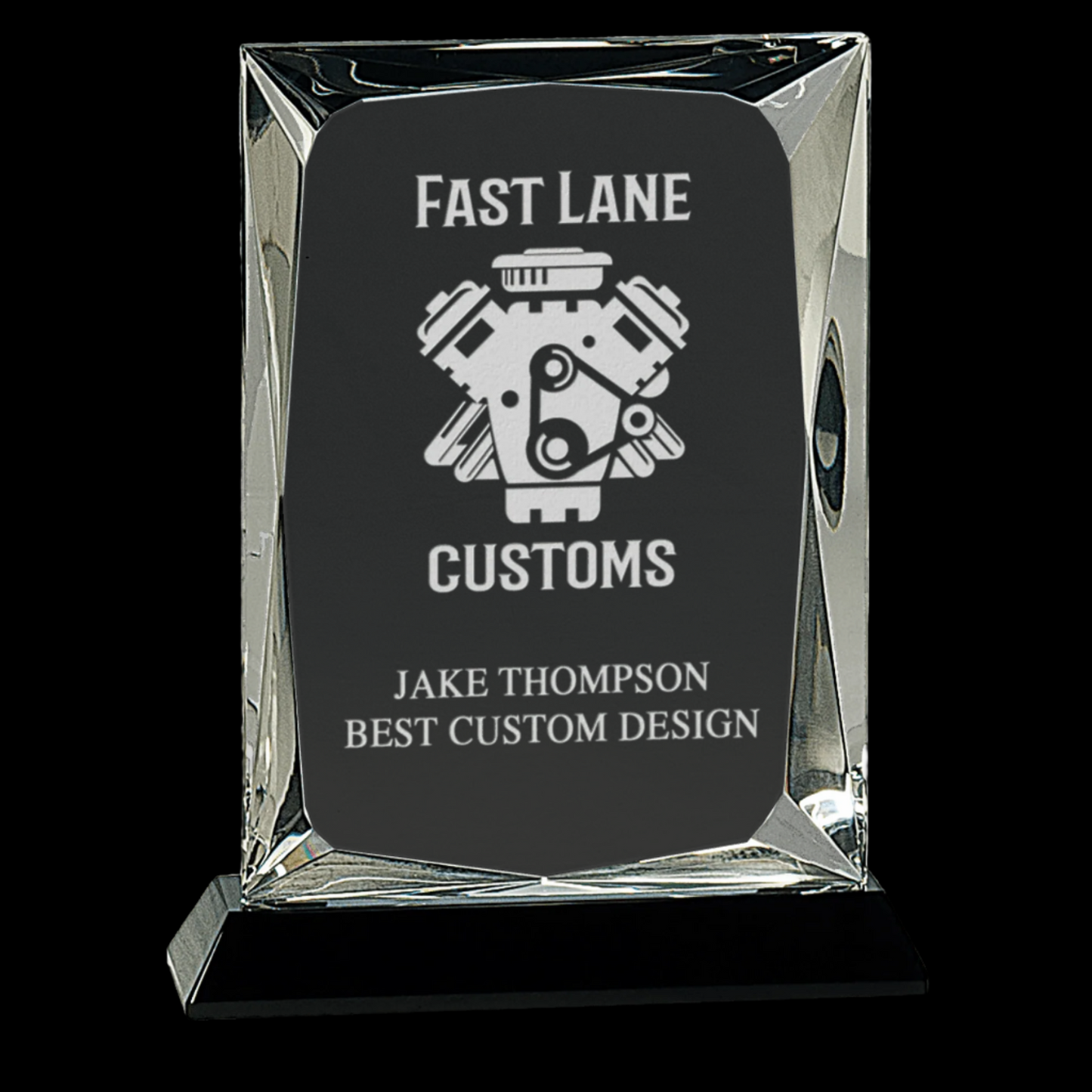 Clear Crystal Rectangle On Black Base