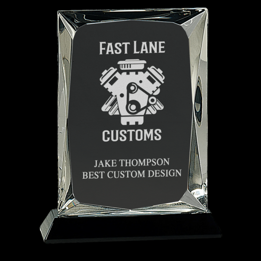Clear Crystal Rectangle On Black Base