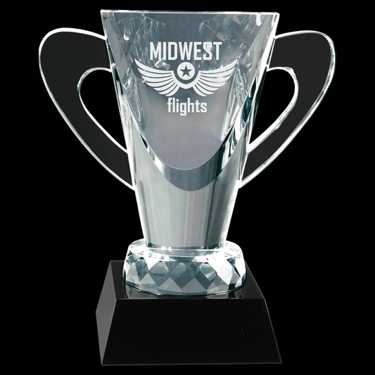 Crystal Cup with Faceted Ring Bottom On Black Pedestal Base