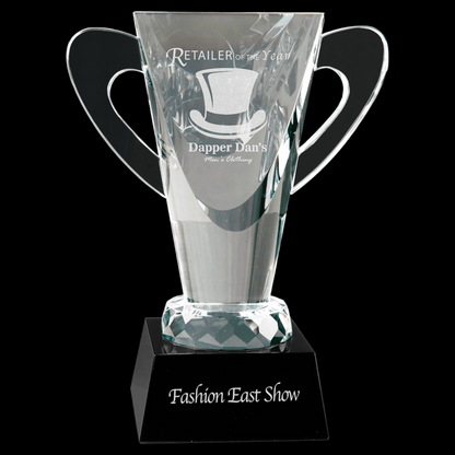 Crystal Cup with Faceted Ring Bottom On Black Pedestal Base