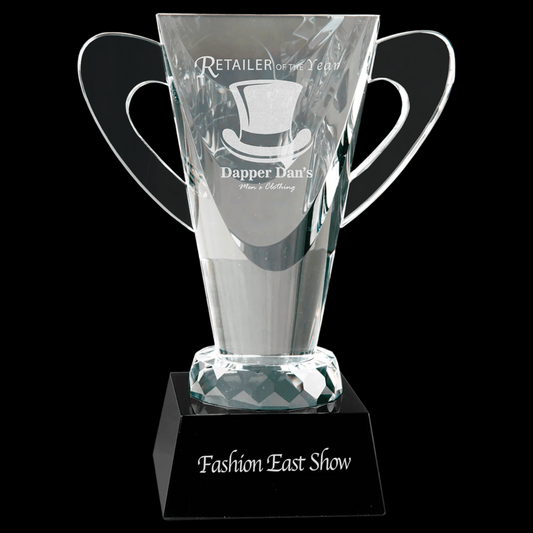 Crystal Cup with Faceted Ring Bottom On Black Pedestal Base