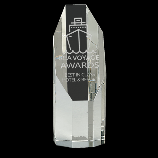 Clear Octagon Slant-Top Crystal Tower