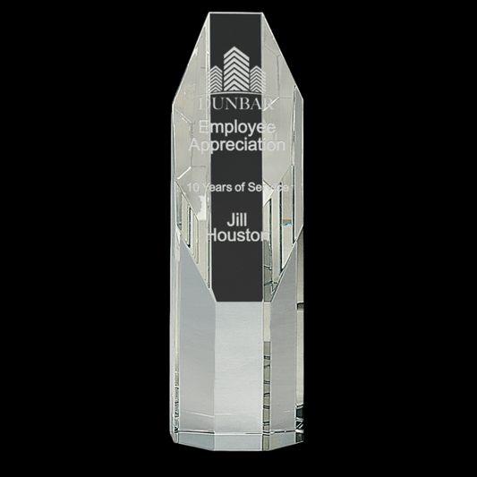 Clear Octagon Slant-Top Crystal Tower