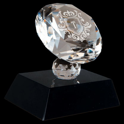 3.5" Crystal Diamond Set On Pedestal Base