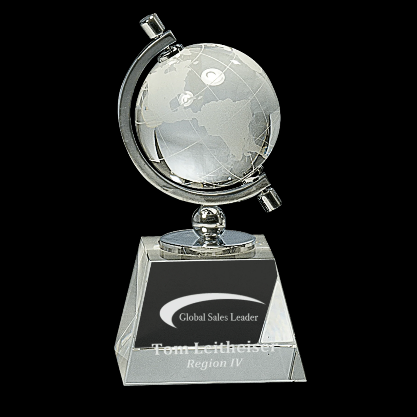 6" Crystal Spinning Globe On Clear Base
