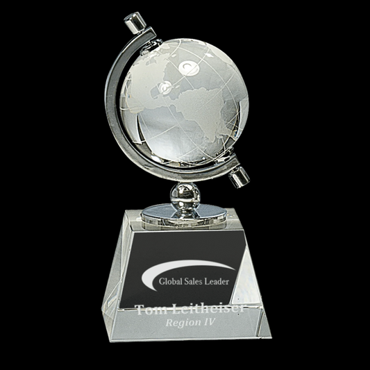 6" Crystal Spinning Globe On Clear Base