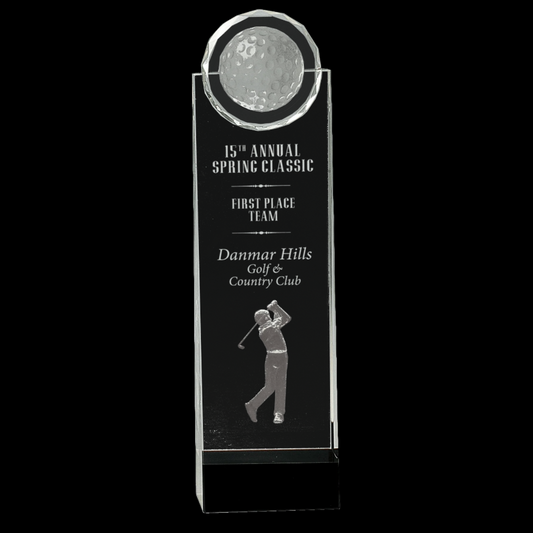 Clear/Black Crystal Standup with 3D Golfer
