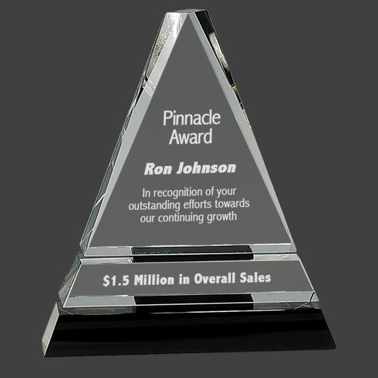 Clear Crystal Triangle On Black Crystal Pedestal Base