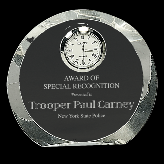 4.5" Clear Crystal Round with Clock