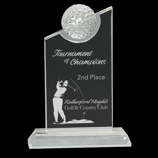 Clear Crystal with Inset Crystal Golf Ball On Clear Base