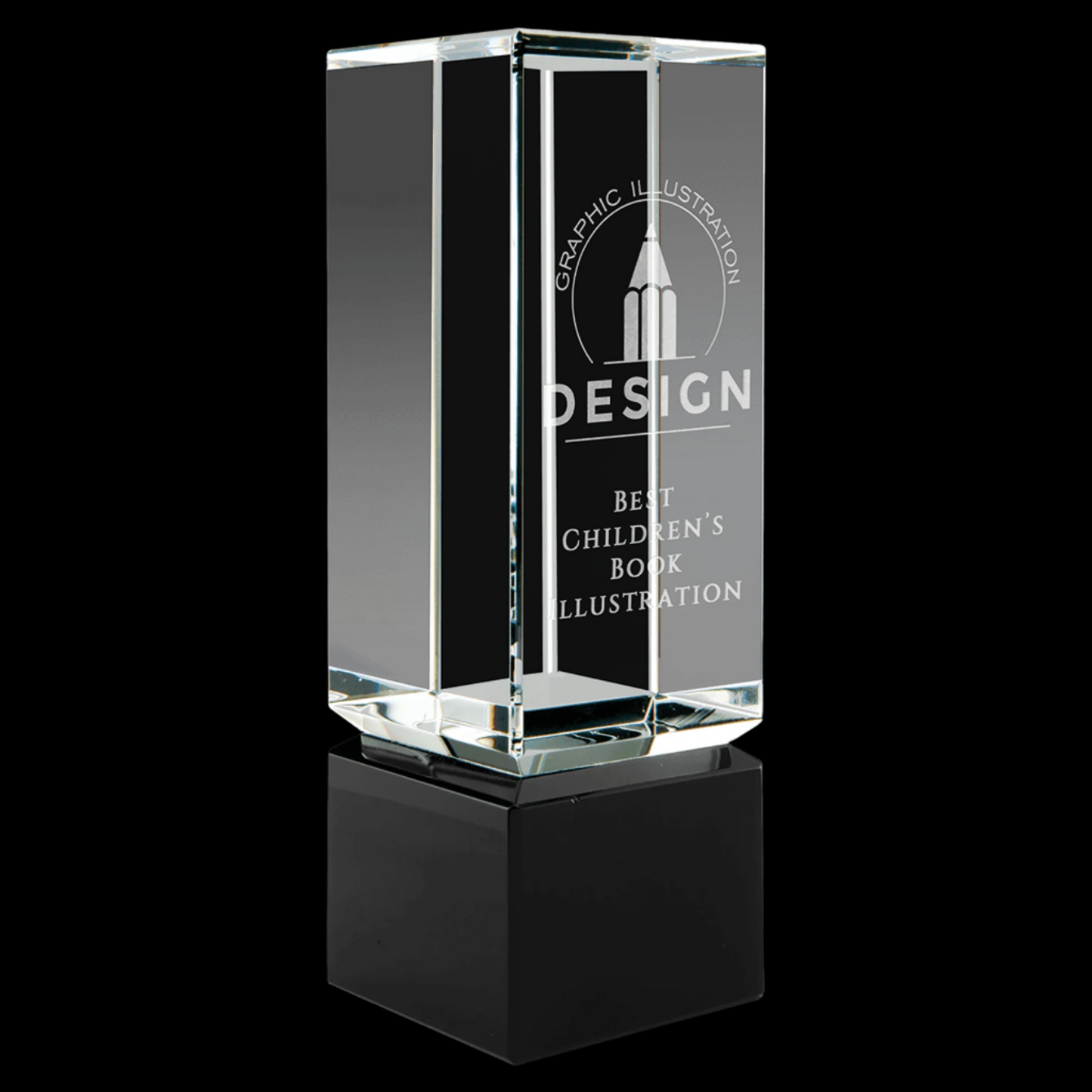 Clear Crystal Block On Black Crystal Base 2.25" x 7"