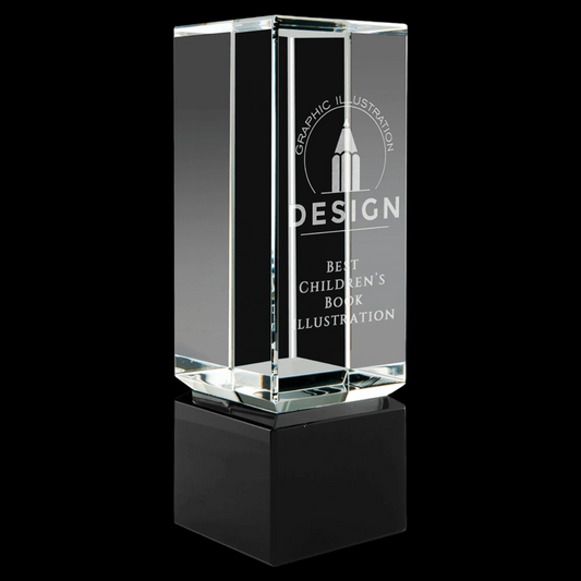 Clear Crystal Block On Black Crystal Base 2.25" x 7"