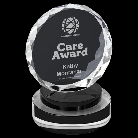 Round Facet Crystal On Black & Clear Round Base