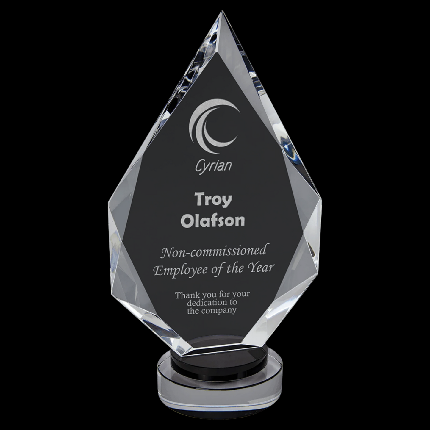 Diamond Crystal On Black & Clear Round Base