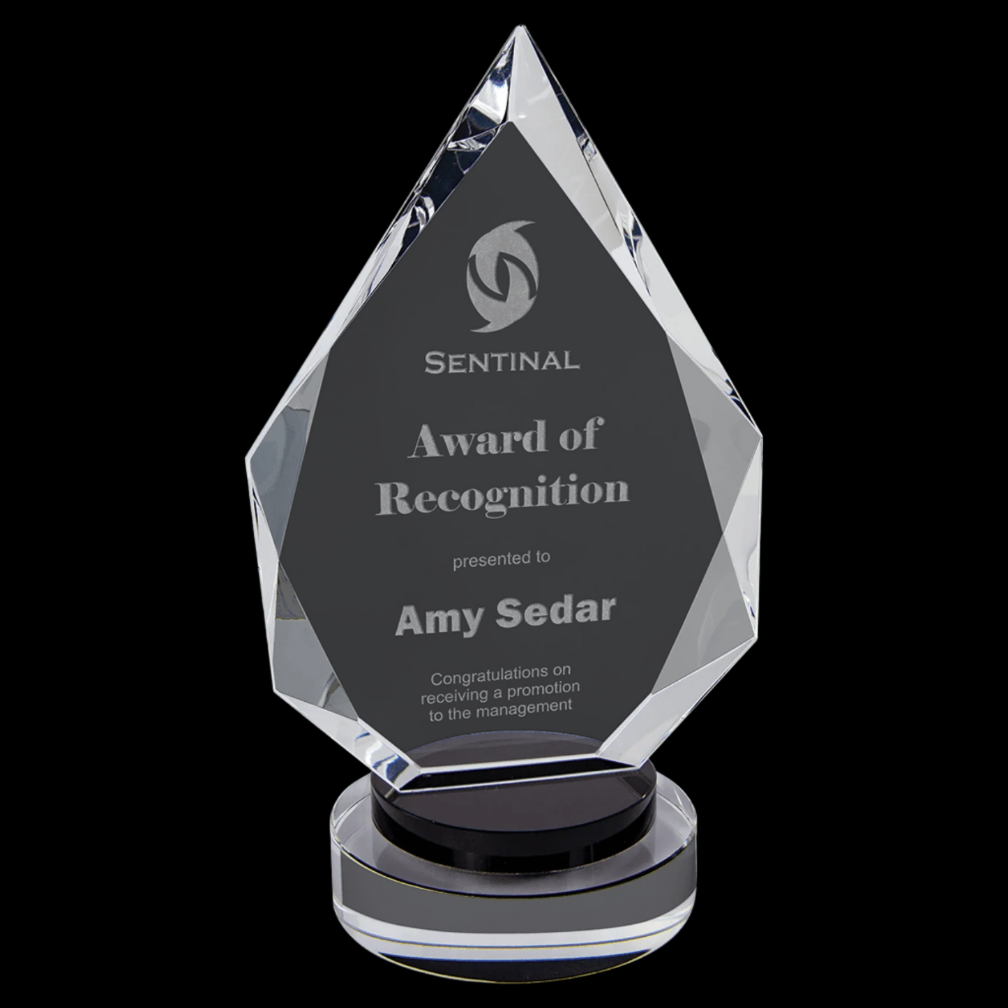 Diamond Crystal On Black & Clear Round Base