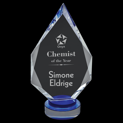 Diamond Crystal On Blue & Clear Round Base