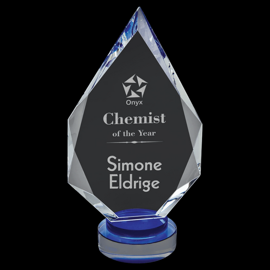 Diamond Crystal On Blue & Clear Round Base