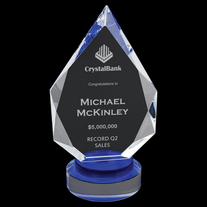 Diamond Crystal On Blue & Clear Round Base