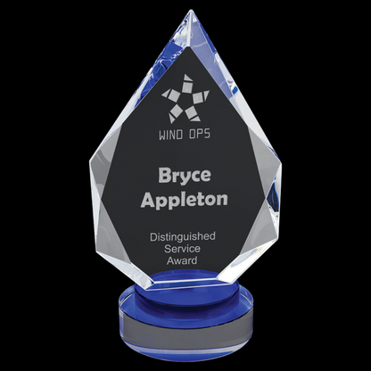 Diamond Crystal On Blue & Clear Round Base