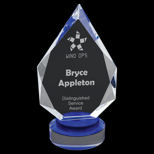 Diamond Crystal On Blue & Clear Round Base