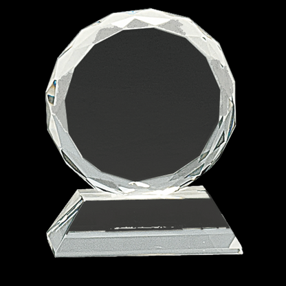 Round Facet Crystal On Clear Pedestal Base