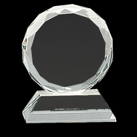 Round Facet Crystal On Clear Pedestal Base