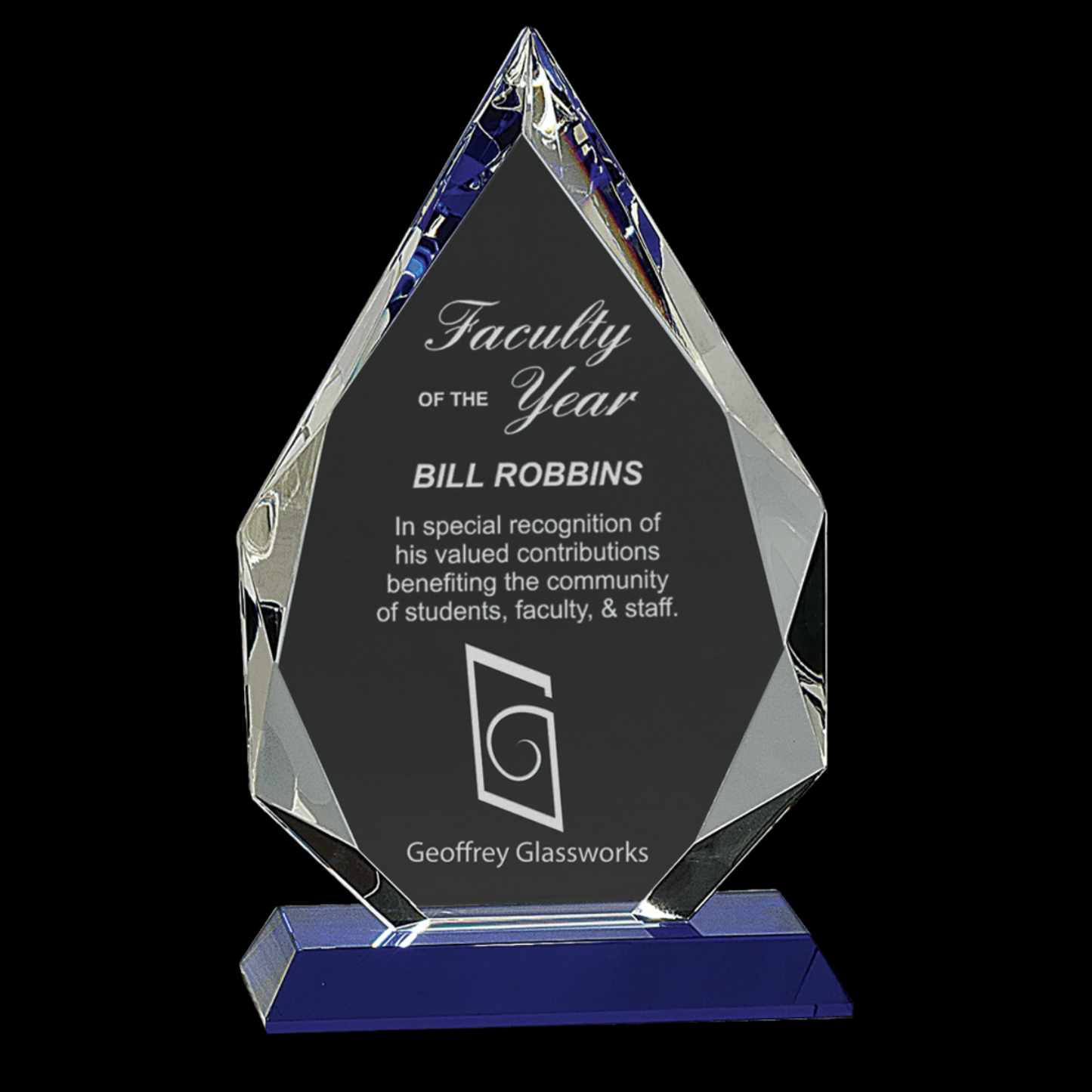 Diamond Crystal On Blue Pedestal Base