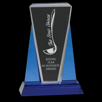 Blue/Clear Wedge Crystal On Blue Pedestal Base