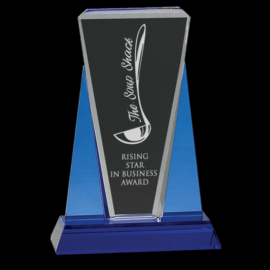 Blue/Clear Wedge Crystal On Blue Pedestal Base